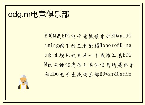 edg.m电竞俱乐部